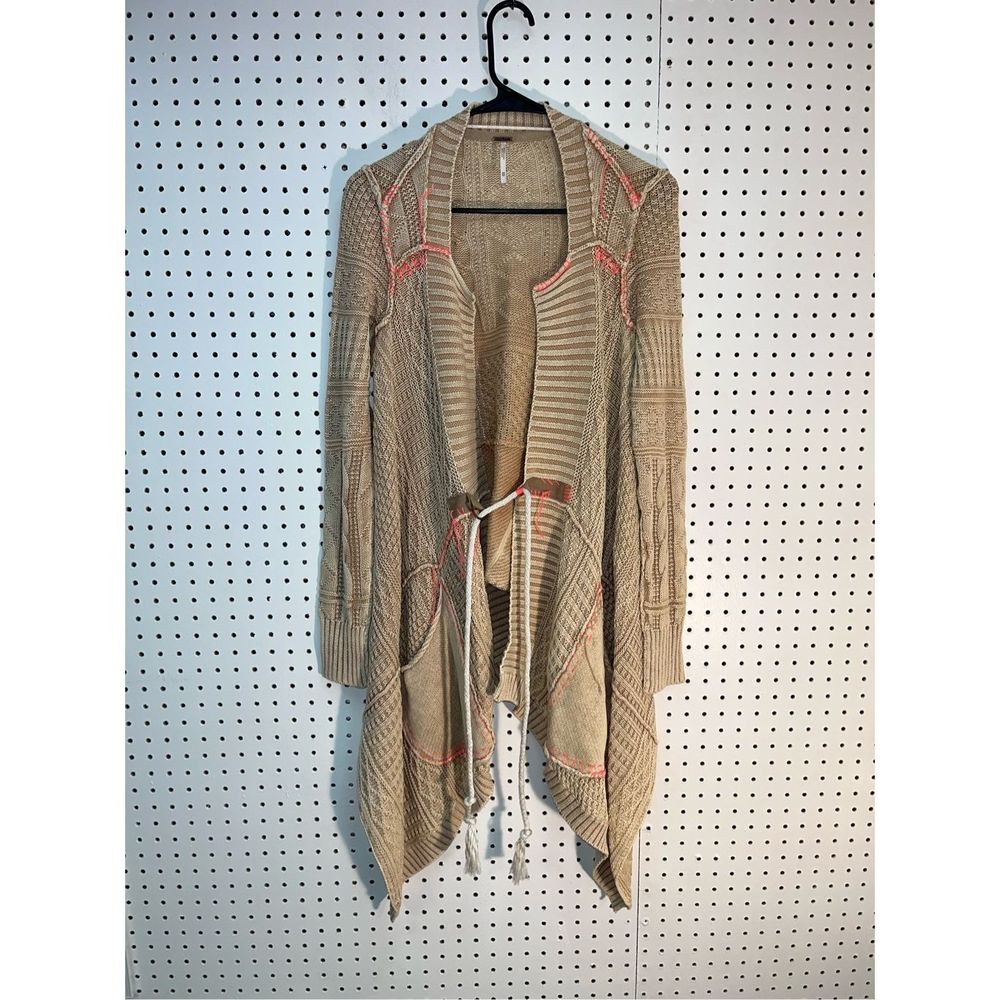 Free People Tan and Pink Cardigan Sweater